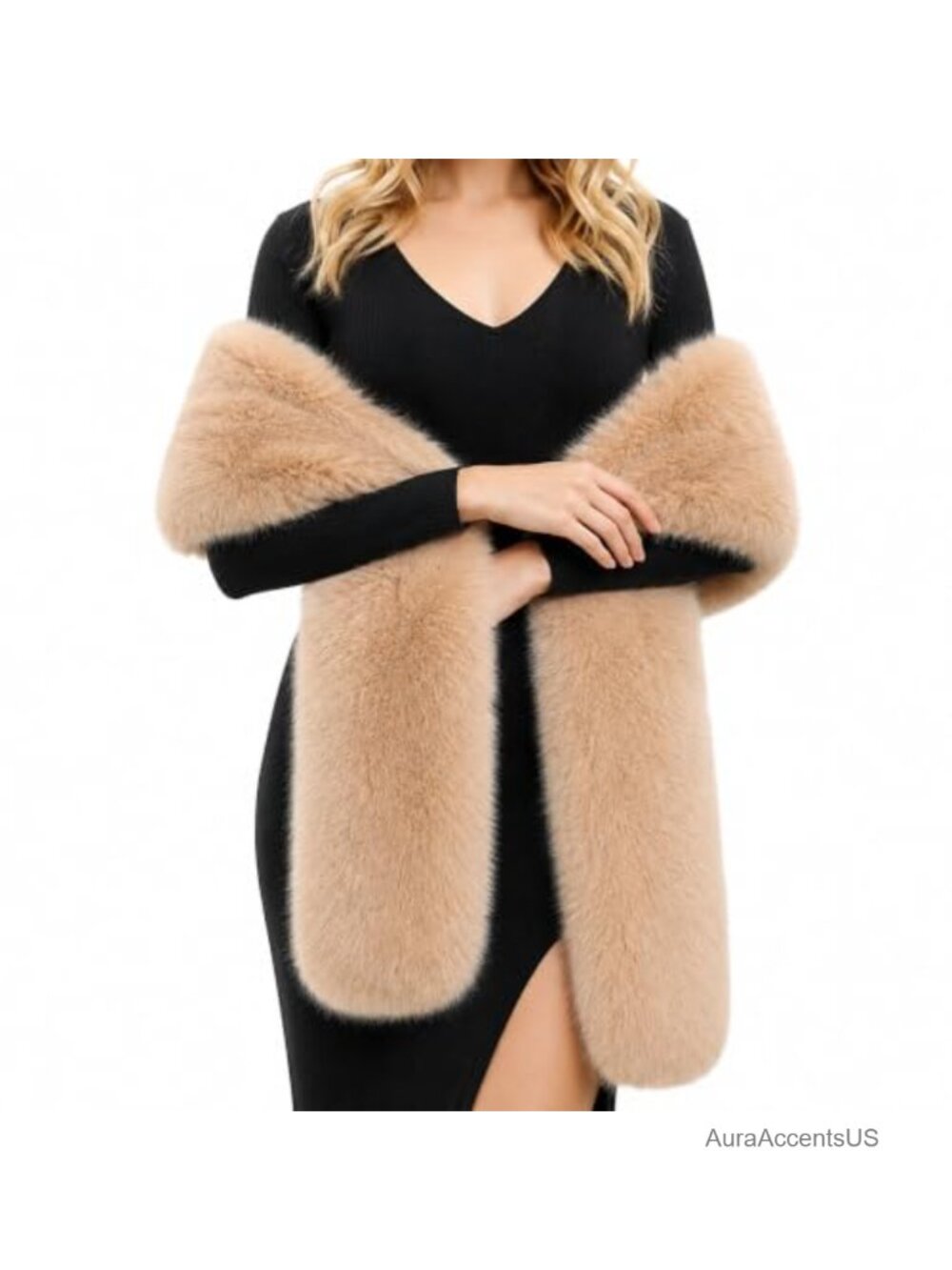 Faux Fur Long Winter Scarf Warm Neck Wrap and Collar